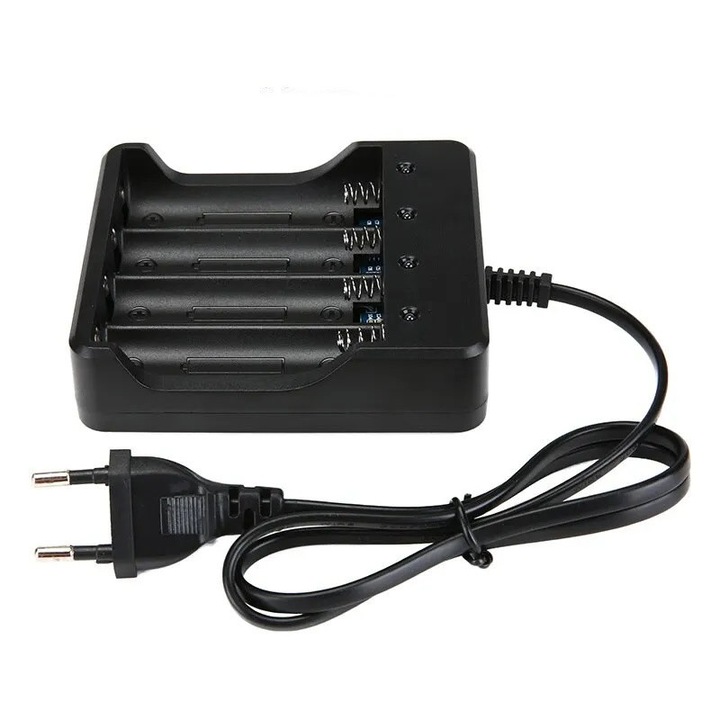 Зарядно устройство MRG MHD077D Li-ion Charger, Accumulator 18650 3, 7V, 4 Slot, 1.2A, 220V, Charging At 4.2V, With Protection, Black