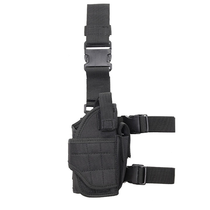 Toc tactic operational pentru pistol, SINBINTA, universal, Impermeabil, Ajustabil, Decompresie si respirabilitate, Velcro, Pentru exterior, camping, drumetii, vanatoare, alpinism, ciclism, militar, Nylon, 25cm, Negru