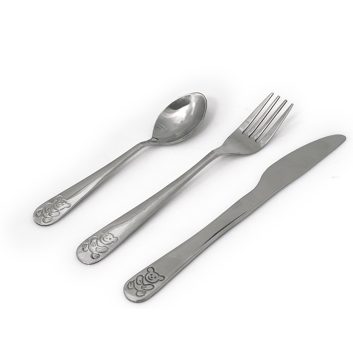 Комплект детски прибори за хранене Tragar, 3 части, неръждаема стомана