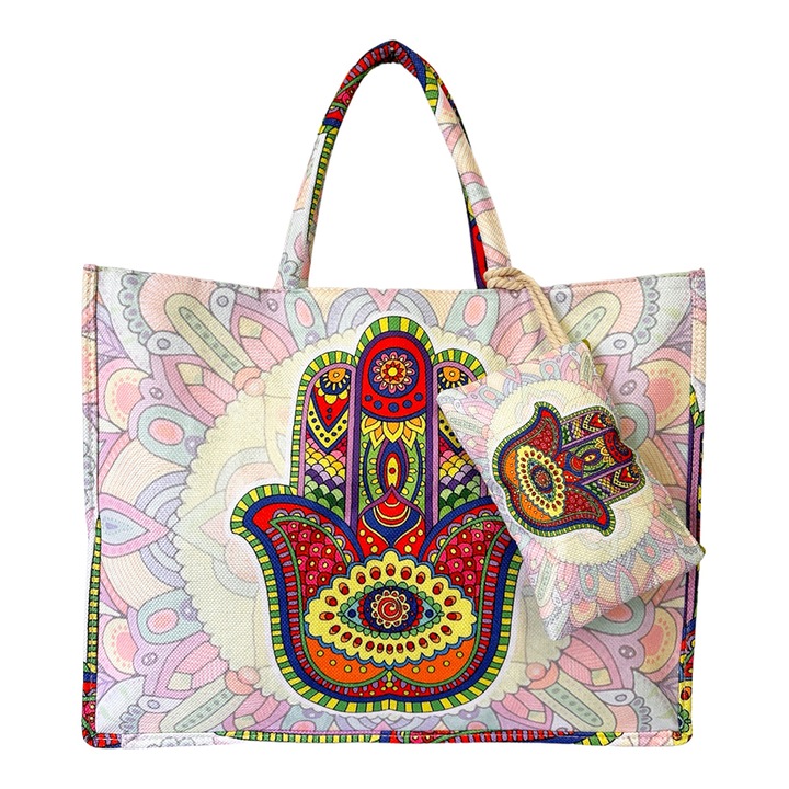 Geanta de plaja mare, cu portofel si buzunar interior KD2463