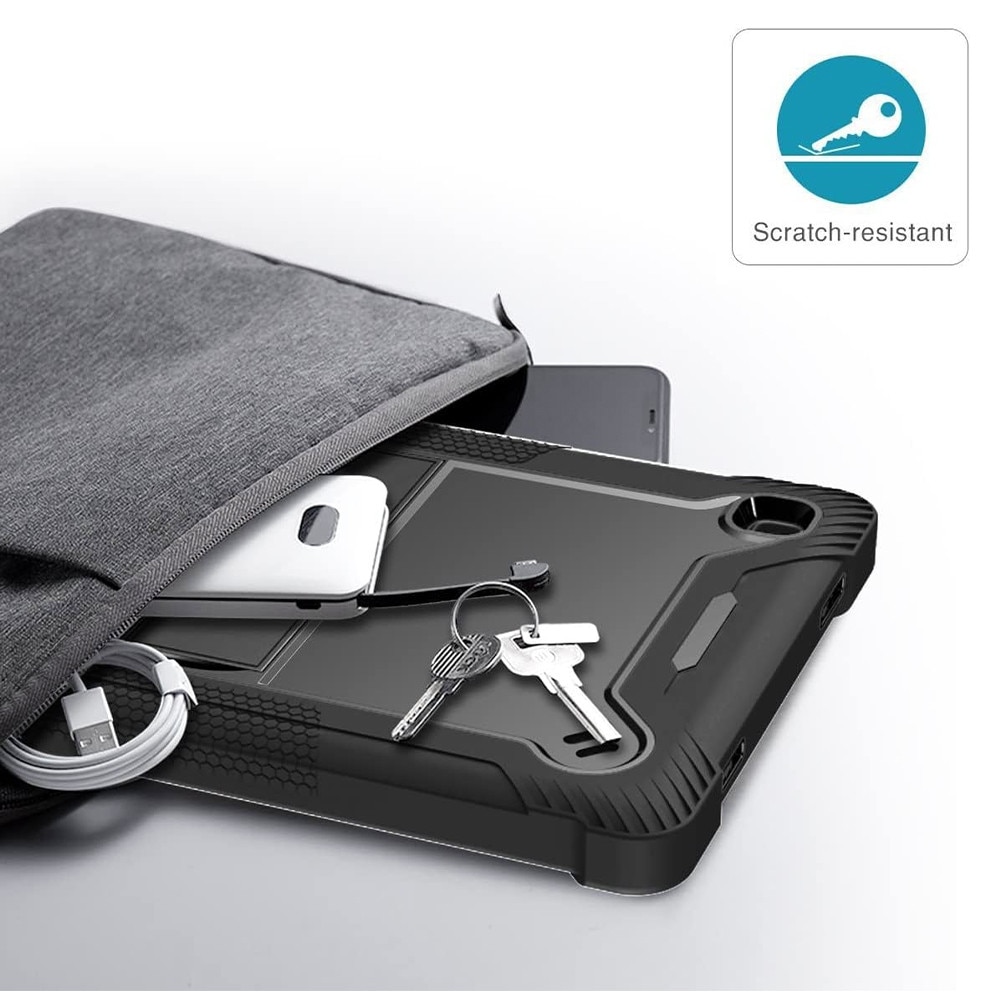 Husa Tableta 3-Layer TabAegis din Silicon cu Folie din Sticla pentru Lenovo Tab M10 PLUS 3rd Gen, Protectie FullBody 360° cu Functie de Stand, Military Grade Shockproof, Raised Honeycomb Pattern Design, Negru