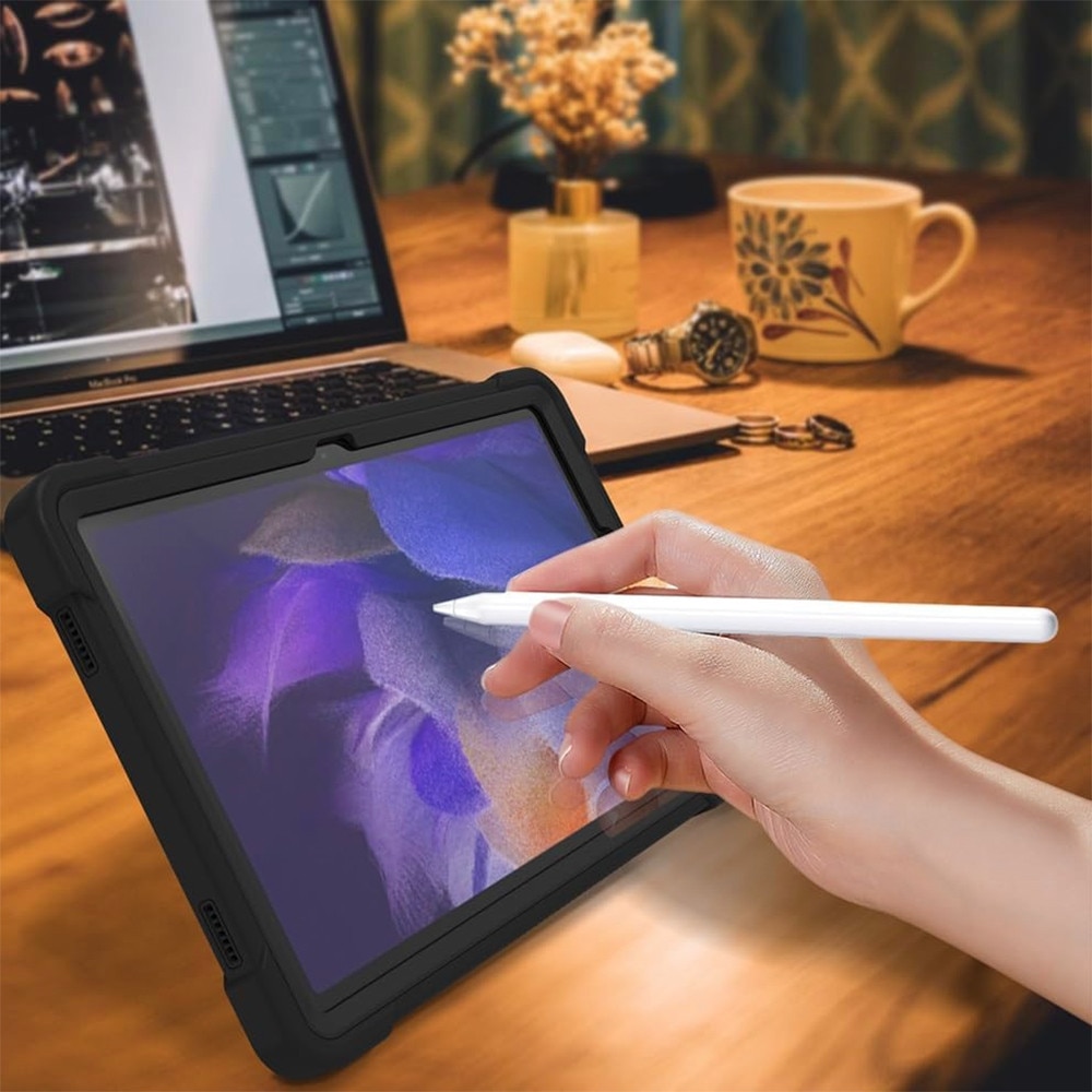 Husa Tableta 3-Layer TabAegis din Silicon cu Folie din Sticla pentru Lenovo Tab M10 PLUS 3rd Gen, Protectie FullBody 360° cu Functie de Stand, Military Grade Shockproof, Raised Honeycomb Pattern Design, Negru