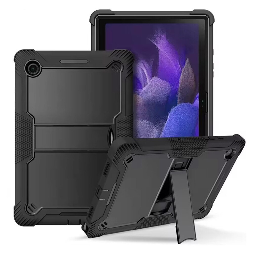 Husa Tableta 3-Layer TabAegis din Silicon cu Folie din Sticla pentru Lenovo Tab M10 PLUS 3rd Gen, Protectie FullBody 360° cu Functie de Stand, Military Grade Shockproof, Raised Honeycomb Pattern Design, Negru