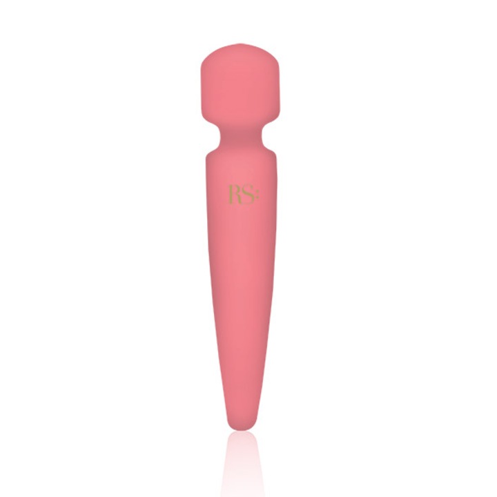 Vibrátor, külső testmasszírozó Rianne S Bella Mini Body Wand, szilikon, korall rózsaszín, 19 cm x 4 cm