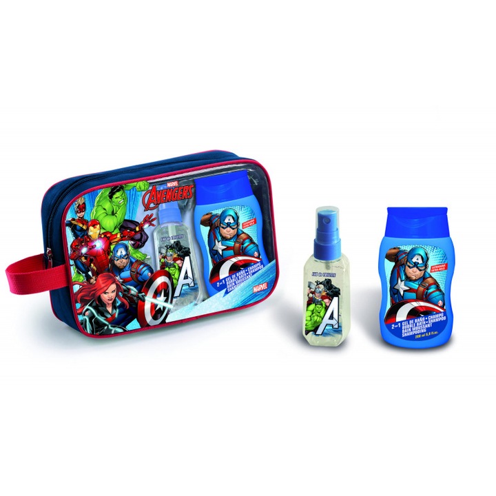 Set gel de dus/parfum/portfard copii, Lorenay, Avengers, Multicolor