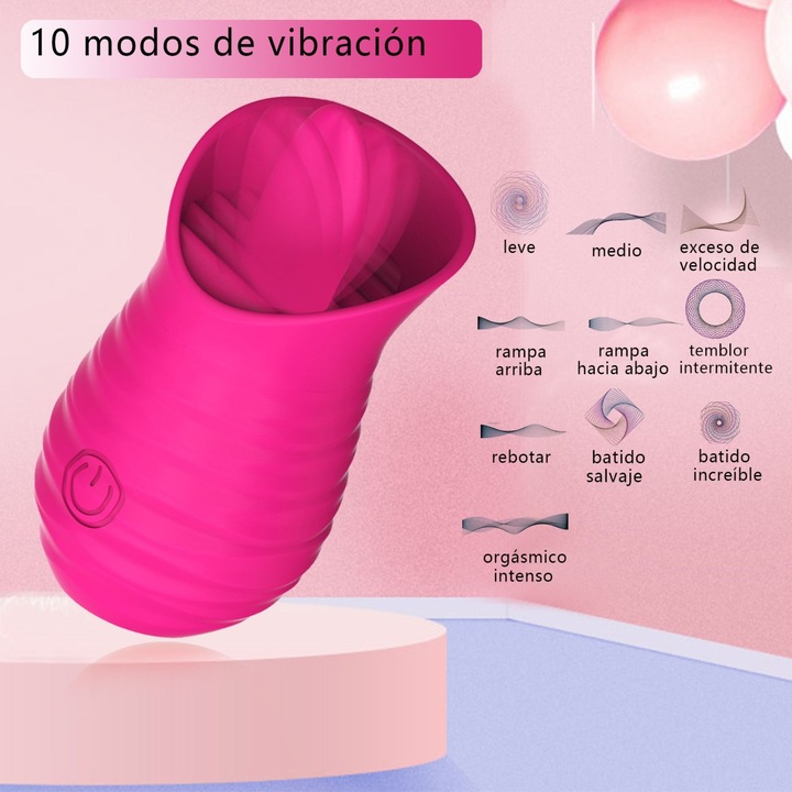 Vibrator Pentru Femei LUXEMATE®, Design Limba, 10 Moduri de Vibratii, Stimulare Clitoris, Anal, Silentios, Incarcare USB, Waterproof, Rosu/Roz