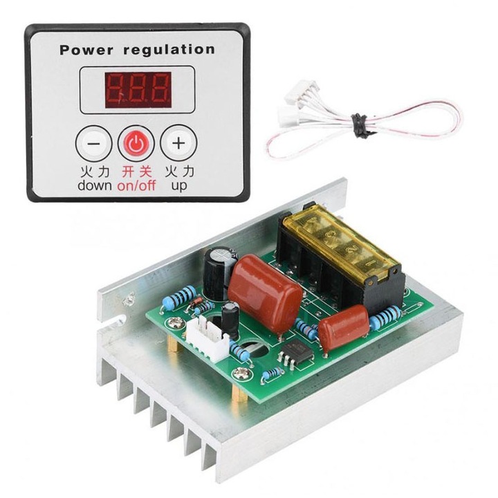 SCR AC 220V регулатор на напрежение и скорост с контролен панел, 6000W