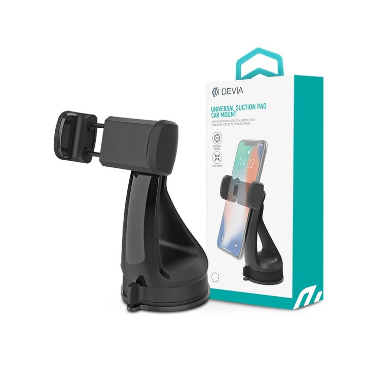Devia univerzális autós tartó max. 3, 5-6" méretű készülékekhez - Devia Universal Suction Pad Car Mount - fekete
