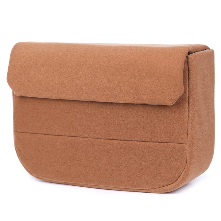 Geanta pentru camera, captuseala interioara detasabila, design cu velcro, geanta plasa cu fermoar, trei compartimente, 33, 5X21, 5X8CM, maro