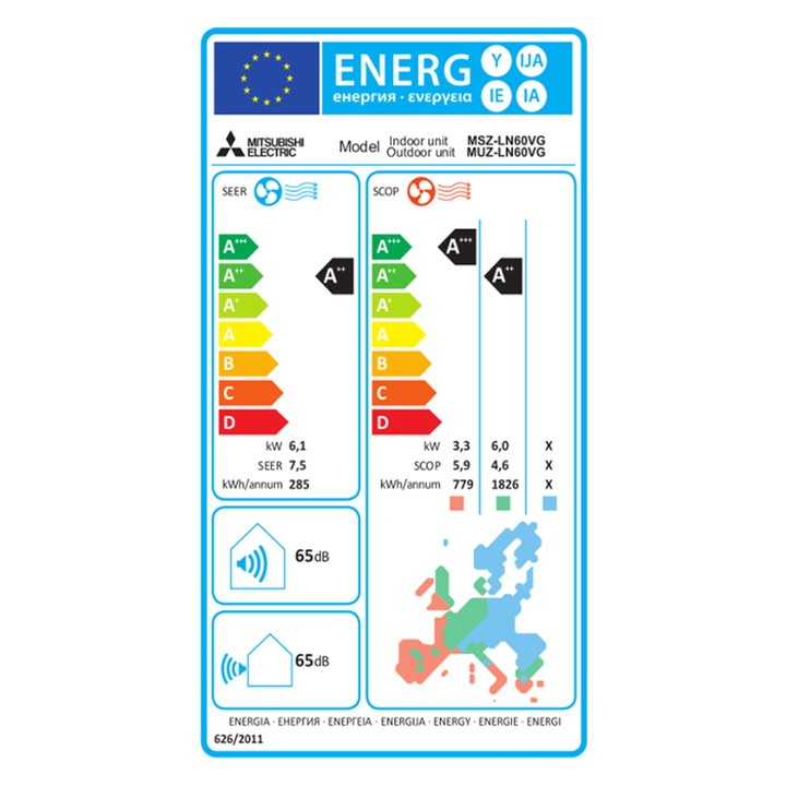 Aer Conditionat Mitsubishi Kirigamine Style MSZ-LN60VGW / MUZ-LN60VG, 22000 BTU, Inverter, Wi-Fi, Clasa A++, Alb