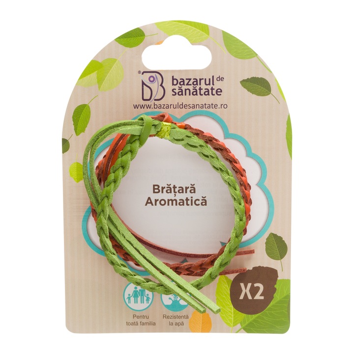 Bratara aromatica din piele x 2 buc, verde si portocaliu