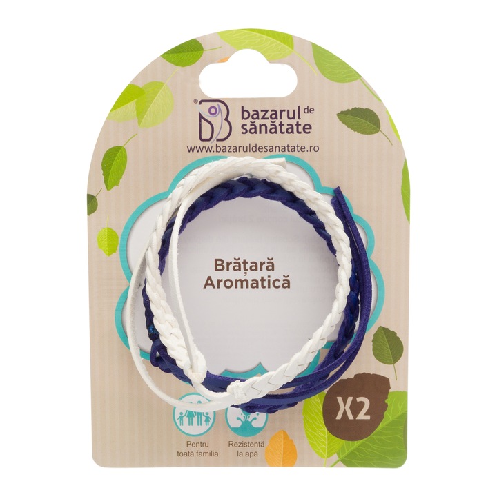 Bratara aromatica din piele x 2 buc, alb si albastru