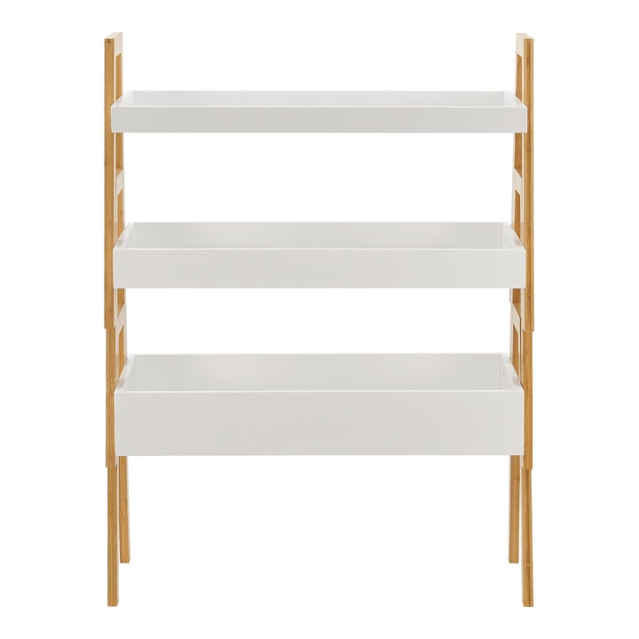 [en.casa] Állópolc PXNB-0509 Hitra 85 x 65 x 30 cm 5 kg bambusz natúr fehér 3 részes egymásra rakható