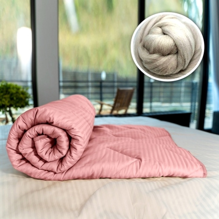 Pilota iarna, 200x220cm, matlasata, umplutura 100% lana, 400g/m2, tesatura damasc, lavabila, Pucioasa, roz