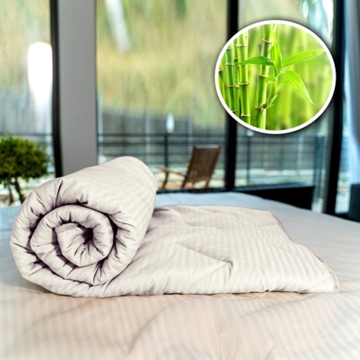 Pilota iarna, 160x210cm, matlasata, umplutura 100% bambus, 400g/m2, tesatura damasc, lavabila, Pucioasa, crem