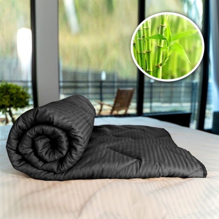 Pilota iarna, 180x210cm, matlasata, umplutura 100% bambus, 400g/m2, tesatura damasc, lavabila, Pucioasa, neagra
