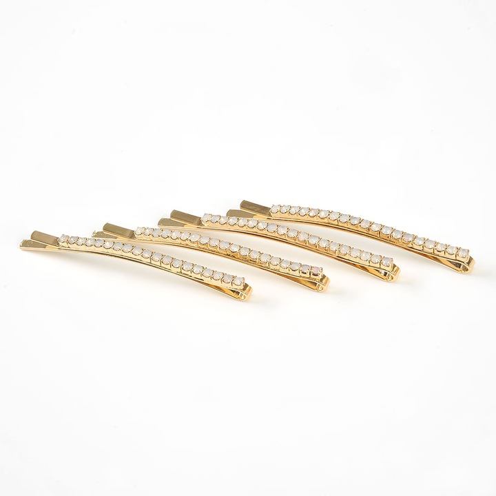 Set 4 agrafe aurii cu pietre albe, Meli Melo Paris