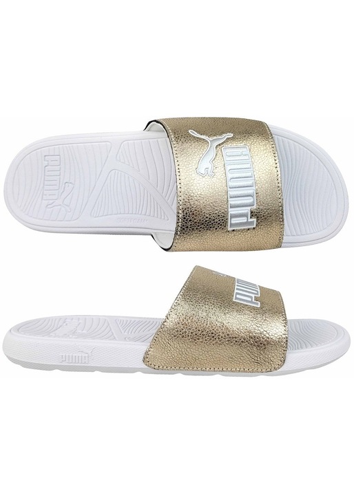 Papuci dama, Puma, Sintetic, Auriu/Alb, 42 EU