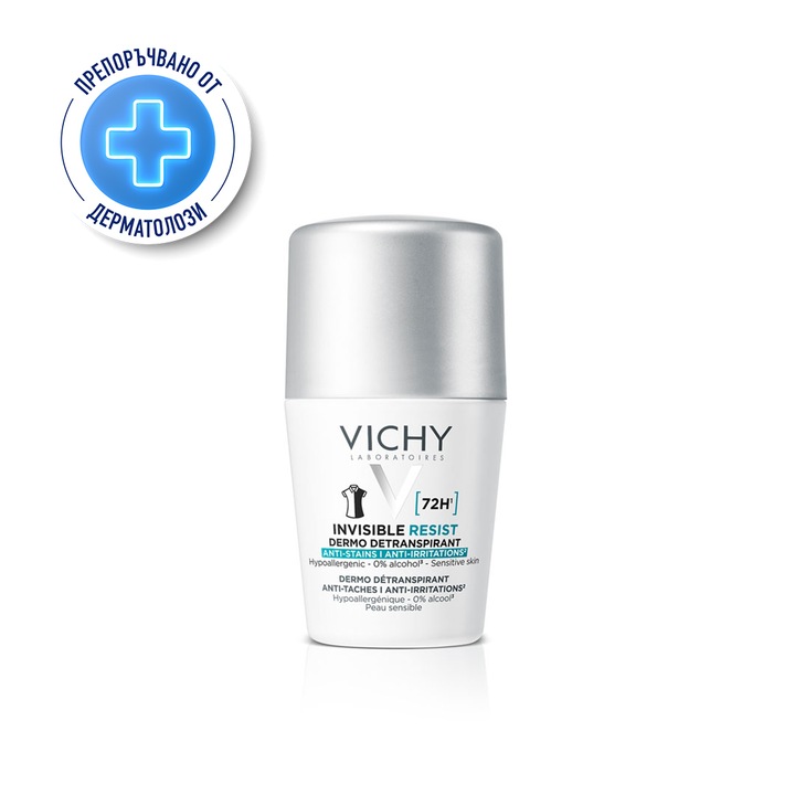 Рол-он дезодорант против изпотяване Vichy 72H, Против петна и раздразнения, 50 мл