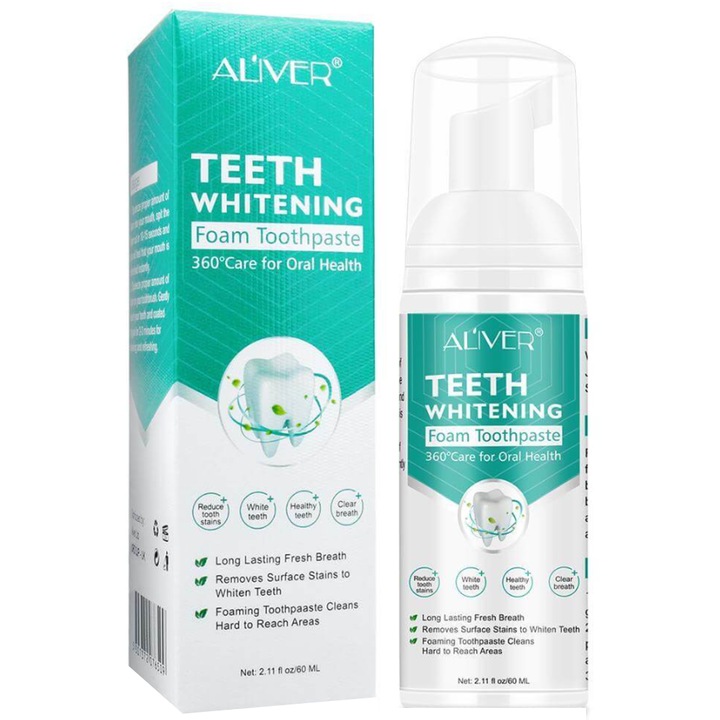 Aliver fogfehérítő hab, 60ml