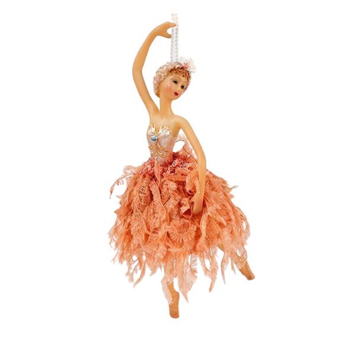 Dekoratív balerina, EUROLAMP, poliészter, krém és halvány rózsaszín, 18cm