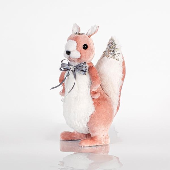 Veverita decorativa EUROLAMP, catifea roz, 15x27cm