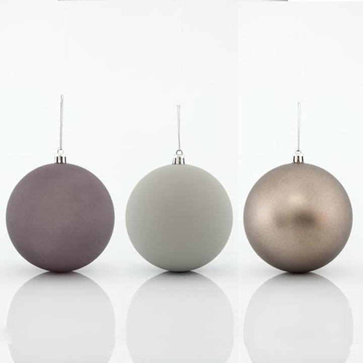 Set 6 globuri Craciun EUROLAMP, plastic, gri-ambre, 10cm