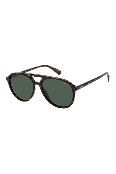 Polaroid, Ochelari de soare aviator unisex cu lentile uni, 56-16-145, Maro inchis/Portocaliu
