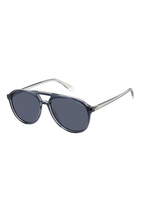 Polaroid, Ochelari de soare aviator unisex cu lentile uni, 56-16-145, Bleumarin/Transparent