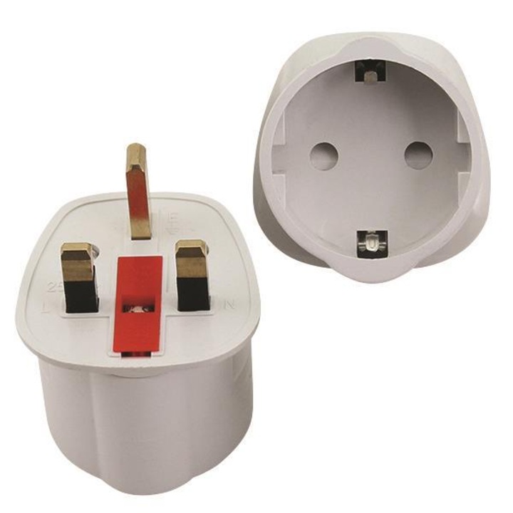 Adaptor priza EUROLAMP, protectie supratensiuni, 13A, 250V, alb, 50x62x50mm