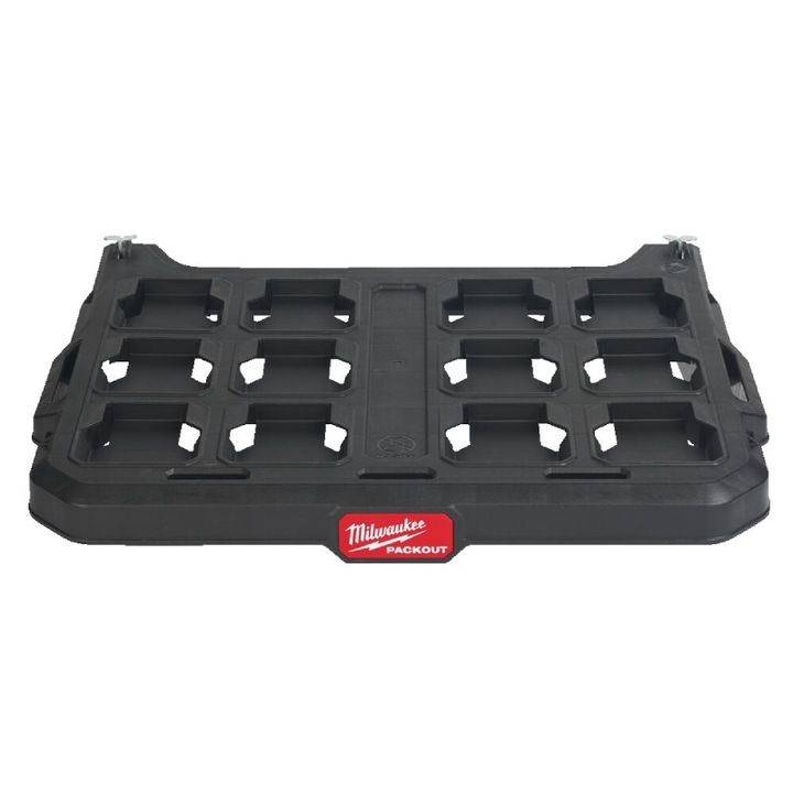 Organizator scule Milwaukee PACKOUT, sistem prindere E-Track, capacitate 22kg, metal, 1 bucata