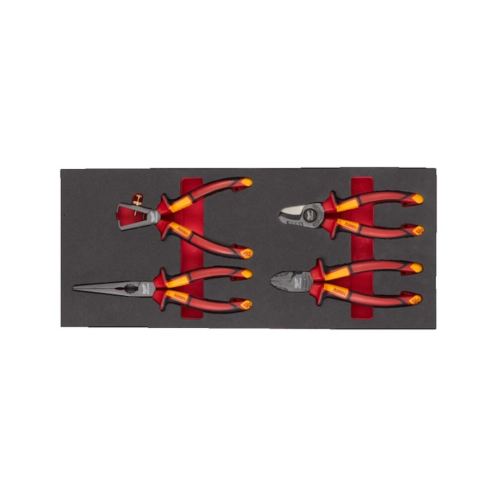 Set 4 scule Milwaukee, VDE, clesti si foarfeci izolati, 160mm/205mm/180mm