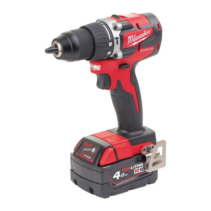 Masina de insurubat Milwaukee M18 CBLPD-402C, 60Nm, 18V, set 2 baterii, 13mm mandrina, Kitbox