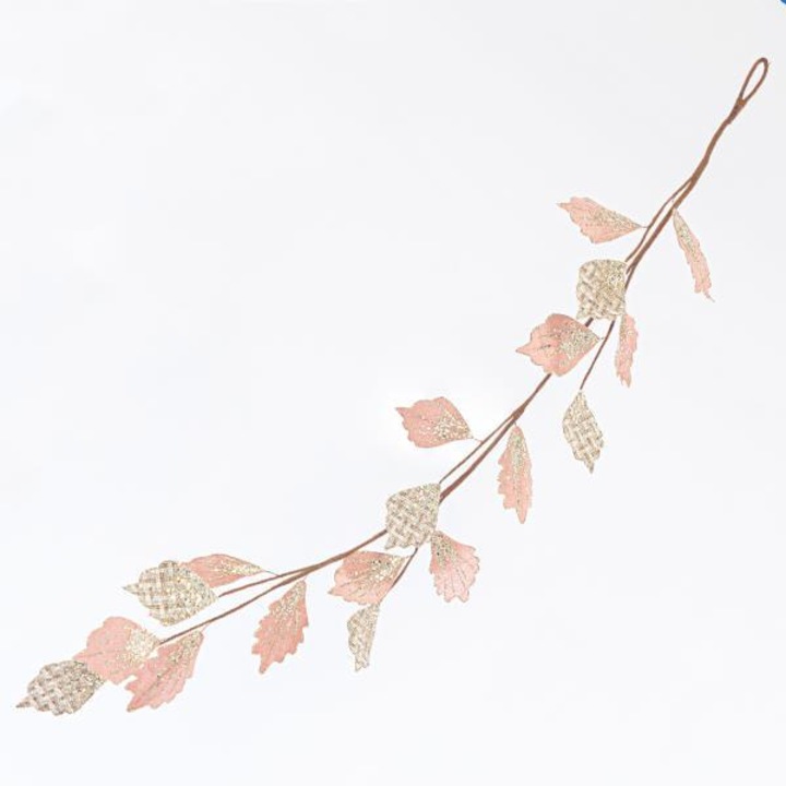 Decoratiune Craciun EUROLAMP, roz cu detalii sampanie, 120x23x7cm