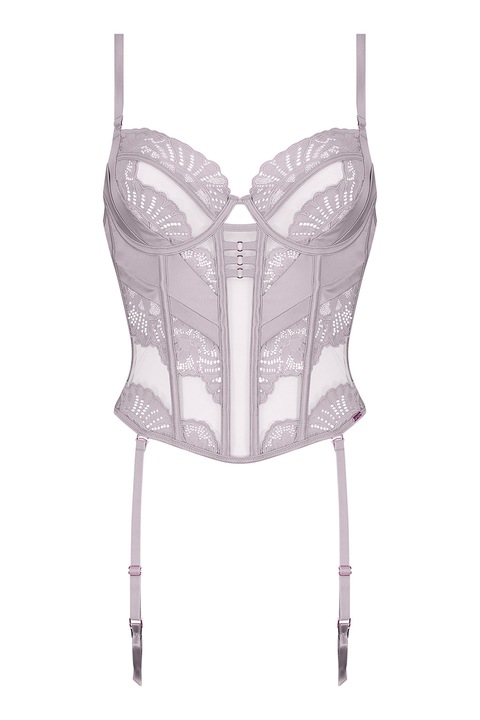 Hunkemoller, Мрежест корсет с дантела, Бледа лила