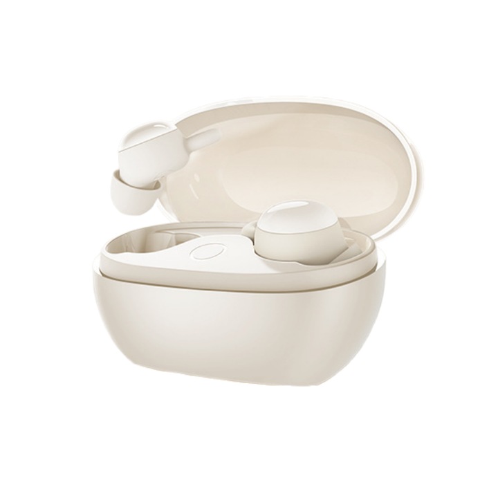 Casti fara fir, anulare inteligenta a zgomotului, conexiune Bluetooth, In-Ear, cip 5.3, calitate audio HD, incarcare USB, compact si convenabil, casti din silicon, purtare pe termen lung fara durere, alb