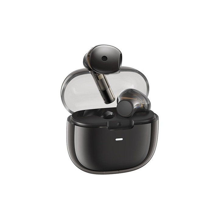 Casti fara fir, conectivitate Bluetooth, cip 5.3 incorporat, anulare inteligenta a zgomotului Dual ENC, calitate audio HiFi, usoare si compacte, incarcare prin USB, 62 de ore de autonomie ridicata a bateriei, negru