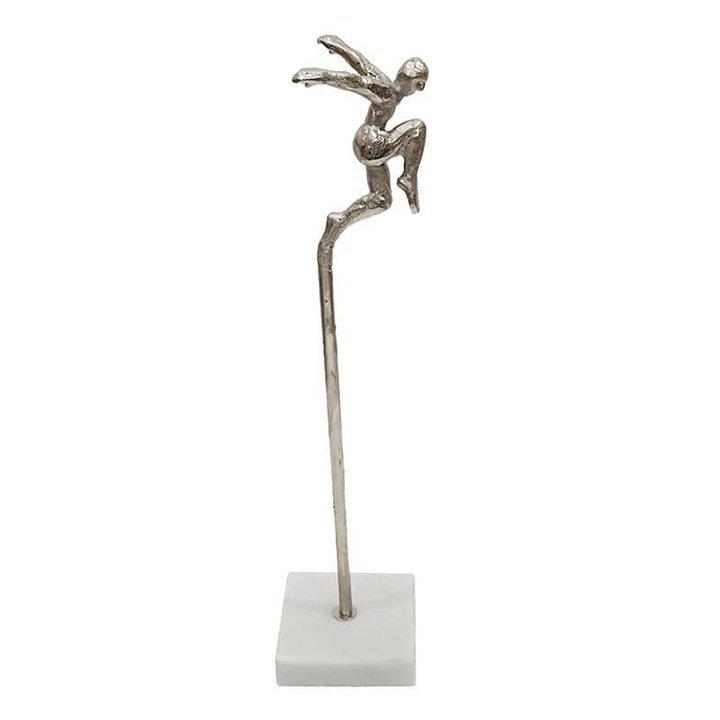 Statueta INART, aluminiu, argintiu/alb, 13x10x45cm