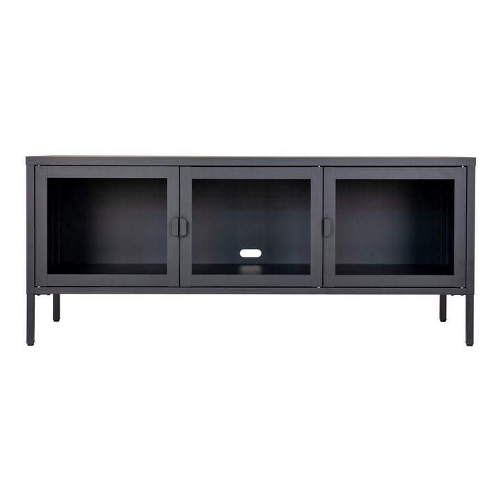 Comoda TV Brisbane, Metal, Negru, 40x130x55 cm, EPIKASA