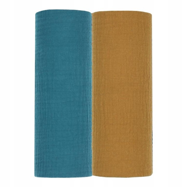 Scutec, Ega Kids, Absorbtie Extraordinara, Multifunctionale, Muselina Creponata, 60 X 80 Cm, Marin Si Caramel, Set De 2 Bucati