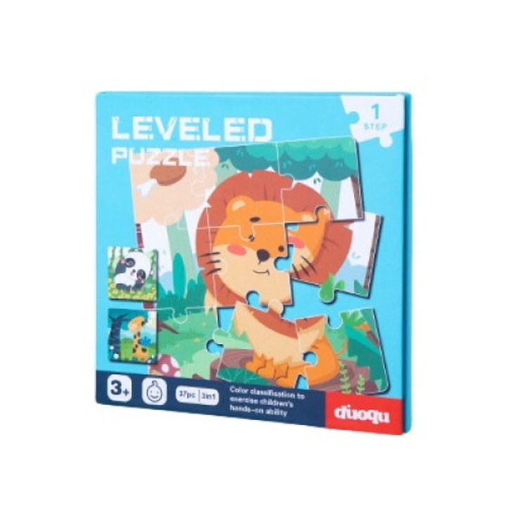 Oktató mágneses puzzle, gyerekeknek, 3 az 1-ben, minőségi fa, 3+ év