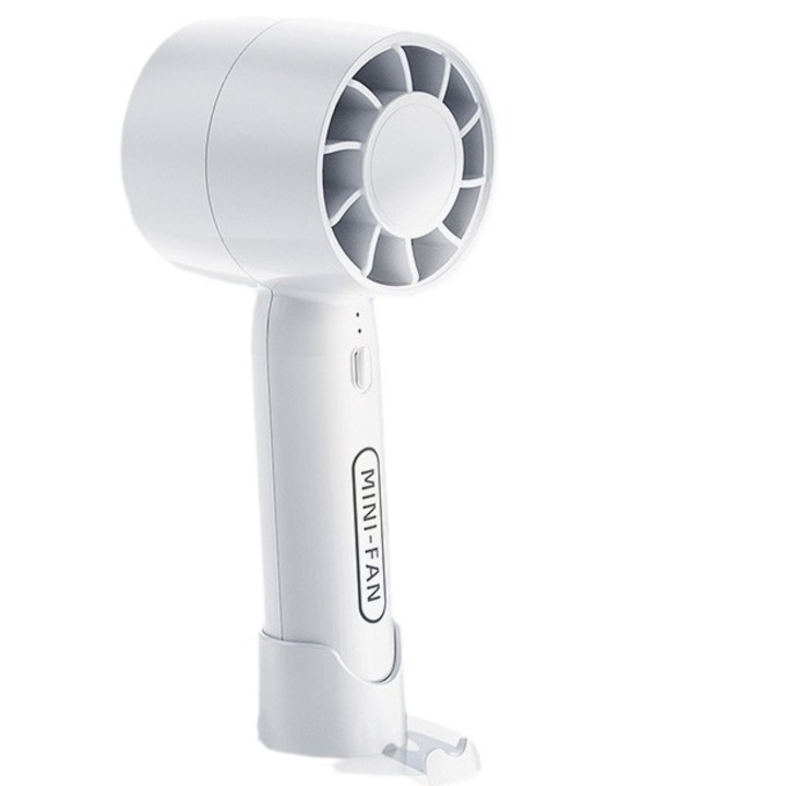 Преносим вентилатор с държач за телефон, 3 скорости, бял, 16.5x7.8x4.9cm