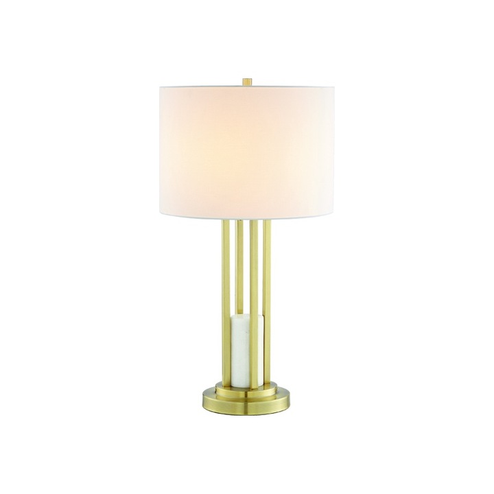 Veioza Aca Light Belize, marmura alba, metal auriu, 35.6x66cm