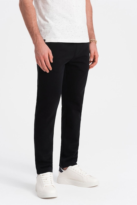 OMBRE, Szűk szárú szabadidőnadrág oldalzsebekkel, Fekete