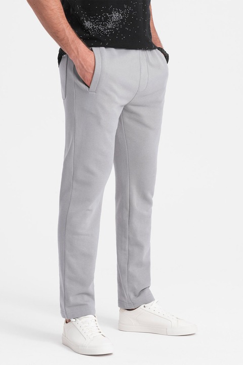 OMBRE, Pantaloni de trening slim fit cu buzunare laterale, Gri cenusiu, XL