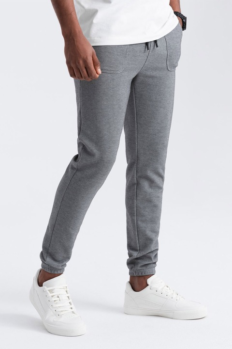 OMBRE, Pantaloni de trening cu talie ajustabila, Gri inchis, XL