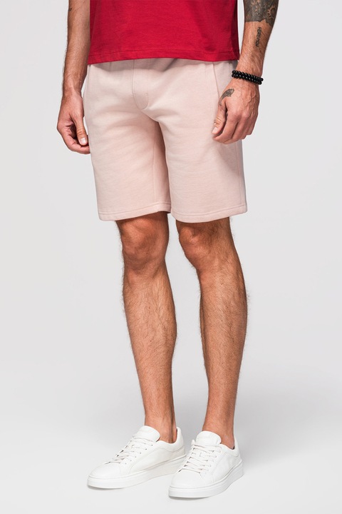 OMBRE, Pantaloni scurti din bumbac cu talie ajustabila, Piersica