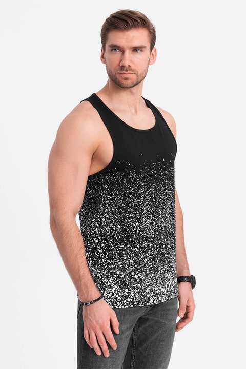 OMBRE, Памучен топ с изрязан гръб, Бял/Черен