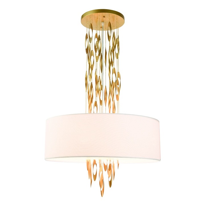 Lustra, Aca Light Cascada, auriu, material textil alb, 60x100cm