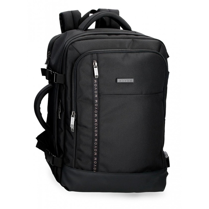 Rucsac calatorie barbati, Movom Buster, 2 compartimente, buzunare laptop/tableta, negru, 30x44x18 cm